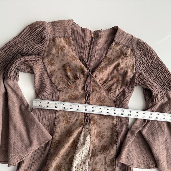 Handmade VTG Historical Bell Sleeve Regency Prairie Laced Bodice Long Dress S - Picture 7 of 12